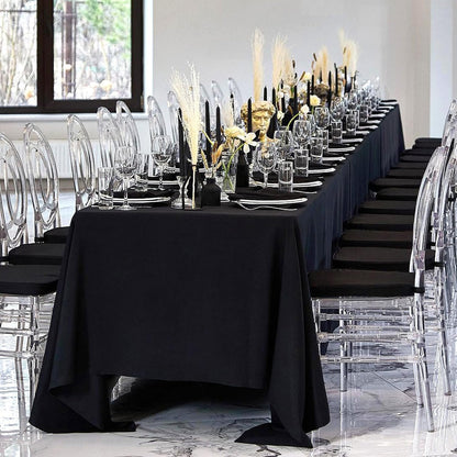 12 Pack Black Tablecloths Rectangle 60 x 102 Inch for 6 Foot Tables