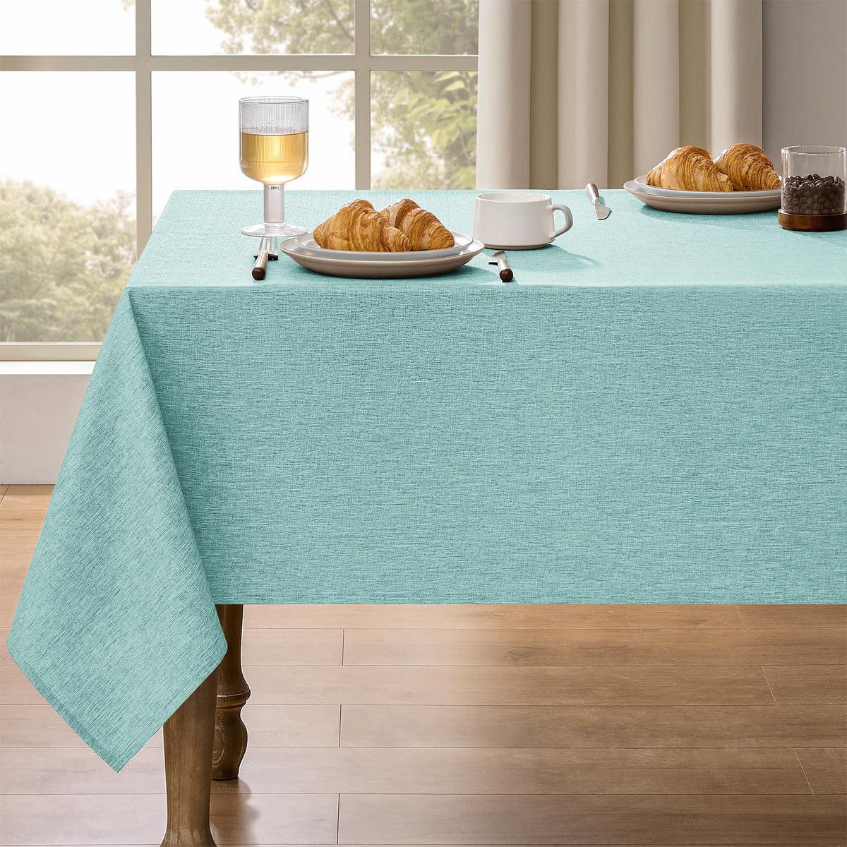 Decorelia Linen Textured Fall Tablecloth Rectangular Burnt Orange, 52"x70"