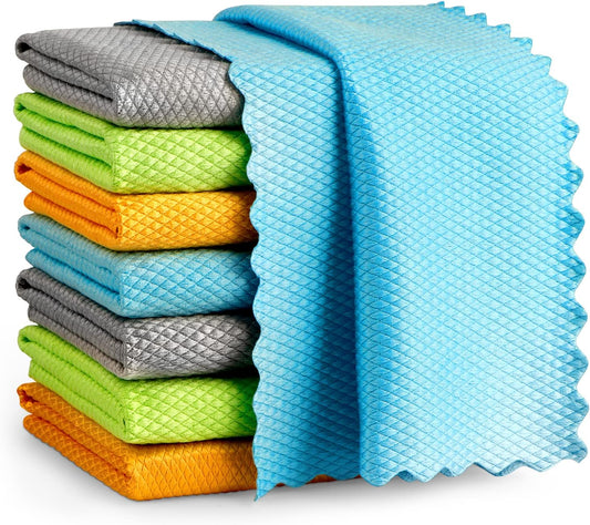 AIDEA Microfiber Glass Cleaning Cloth-8PK, Magic Cleaning Cloths 12"x12"