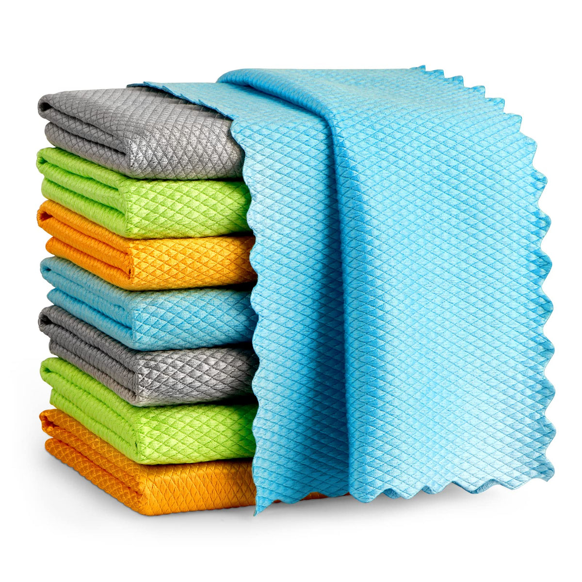 AIDEA Microfiber Glass Cleaning Cloth-8PK, Magic Cleaning Cloths 12"x12"