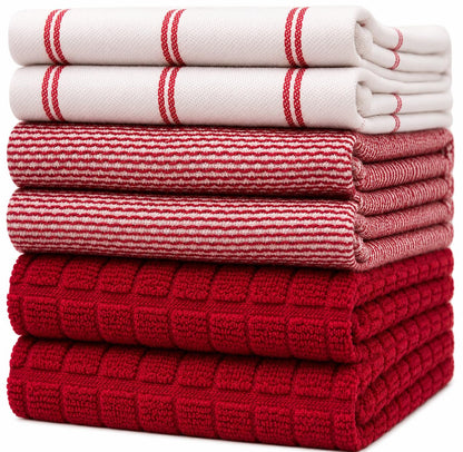 Premium Kitchen Towels 6 Pack 100% Cotton, 20"x28" Dish Towels - Grey