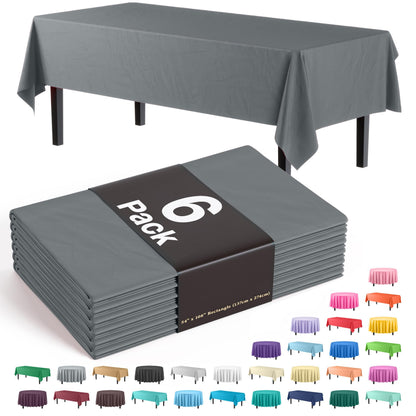 Exquisite Navy Plastic Table Cloth Disposable 6 Pack - 54 x 108 Inch Rectangle Tablecloth for 6 Foot Tables - Waterproof Table Cover for Party Wedding Birthday Graduation BBQ Catering