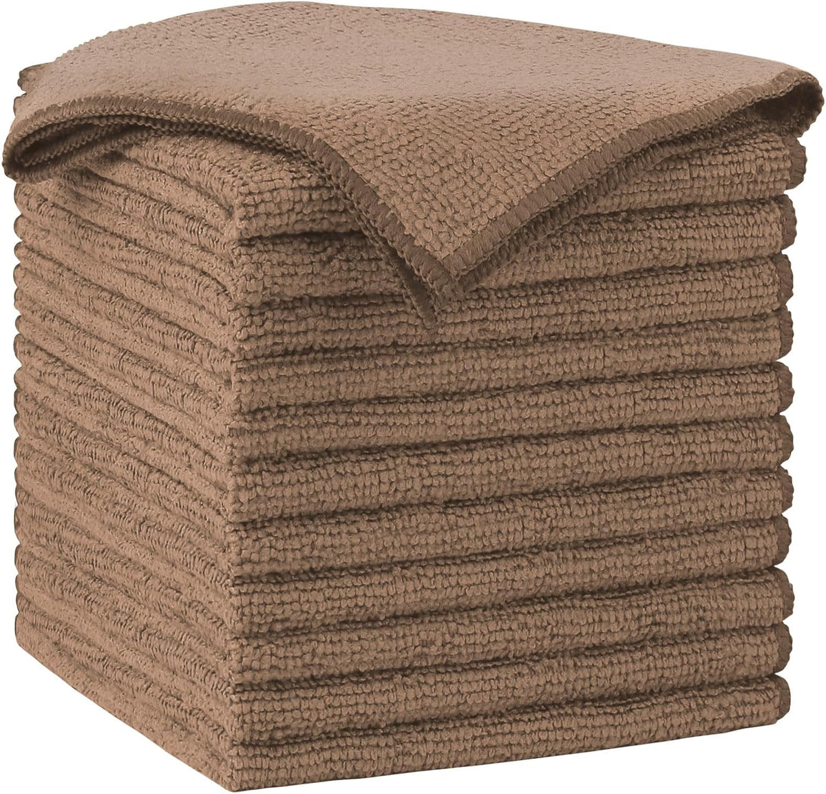 AIDEA Brown Microfiber Cleaning Cloth-12PK, Cleaning Rags 12"x12" Absorbent