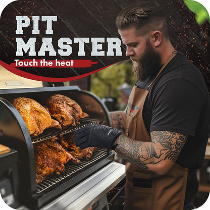 KITCHEN PERFECTION Silicone Smoker Oven Gloves-Extreme Heat Resistant BBQ Gloves-Handle Hot Food Right on Your Grill Fryer & Pit|Waterproof Grilling Cooking Baking Mitts|Superior Value Set +3 Bonuses