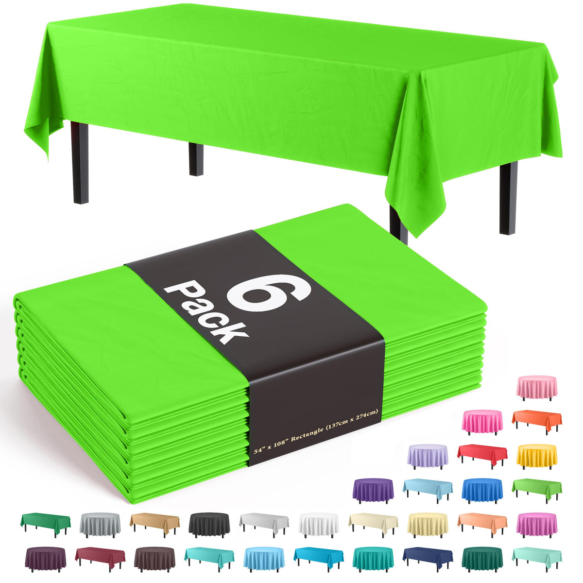 Exquisite Navy Plastic Table Cloth Disposable 6 Pack - 54 x 108 Inch Rectangle Tablecloth for 6 Foot Tables - Waterproof Table Cover for Party Wedding Birthday Graduation BBQ Catering