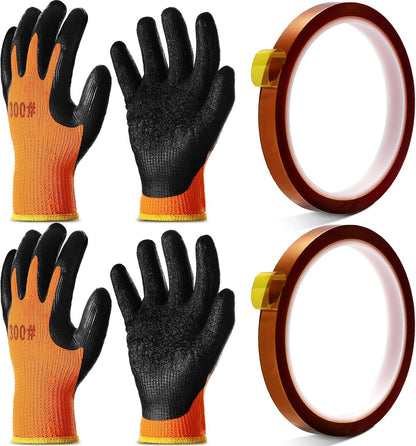Honeydak 2 Pairs Heat Resistant Gloves Heat Transfer Gloves for Sublimation with 2 Rolls High Temperature Thermal Tape