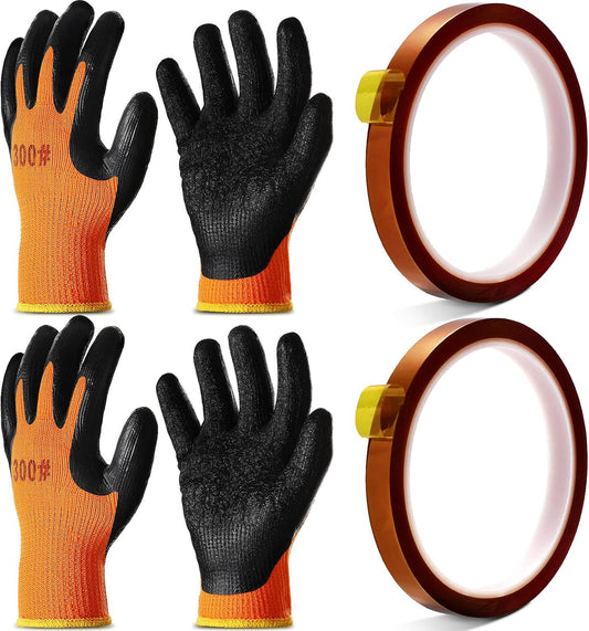 Honeydak 2 Pairs Heat Resistant Gloves Heat Transfer Gloves for Sublimation with 2 Rolls High Temperature Thermal Tape