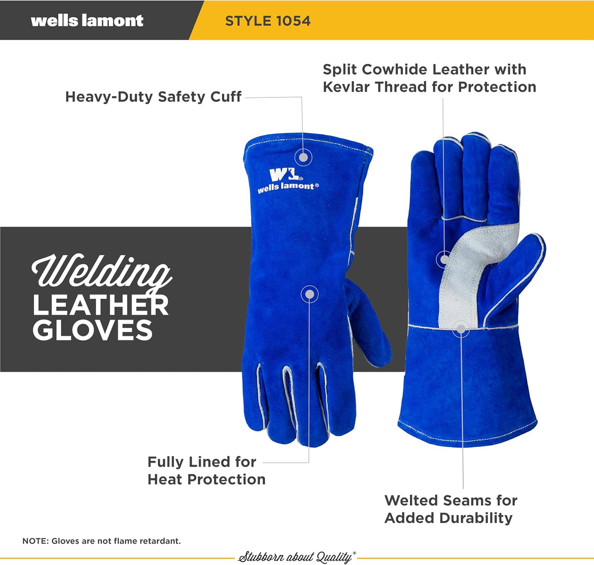 Wells Lamont Men's Welding Gloves, Split Cowhide Leather, Blue, X-Large