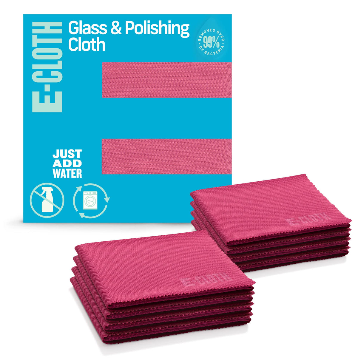 E-Cloth Glass & Polishing Cloth - Reusable & Durable Glass Cleaner - 4 Pack