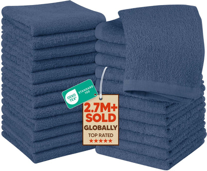Utopia Towels 24 Pack Washcloths, 12x12 In, 100% Cotton, White