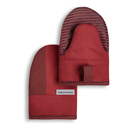 KitchenAid Beacon Two-Tone Non-Slip Mini Oven Mitt Set, Milkshake Tan/Beige, 5.5"x8", 2 Piece