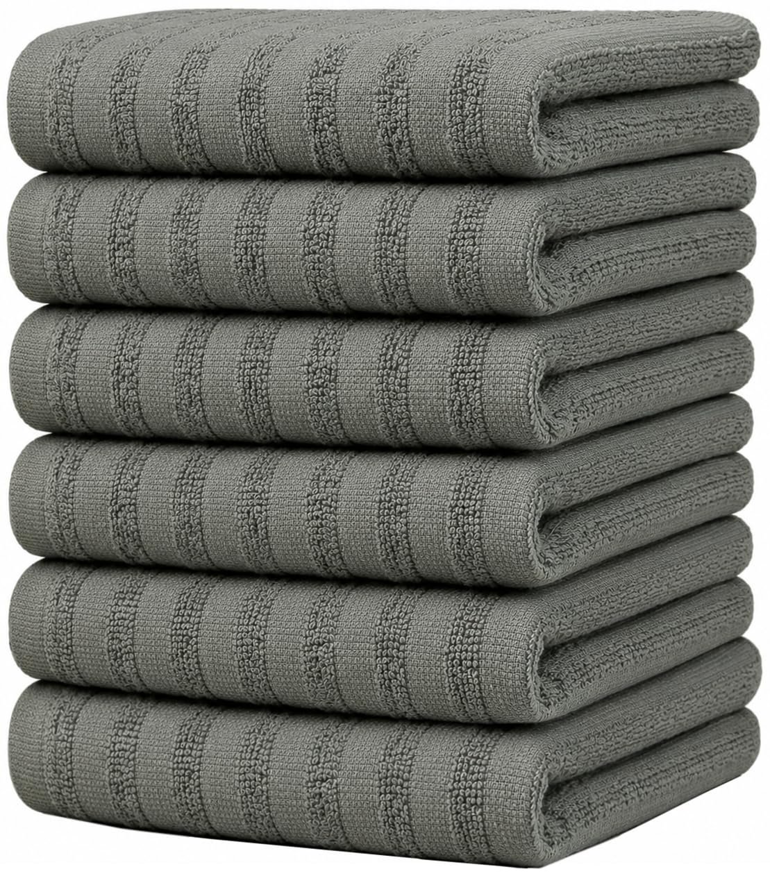 Premium Kitchen Towels 6 Pack 100% Cotton, 20"x28" Dish Towels - Grey