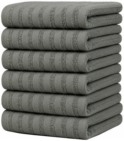 Premium Kitchen Towels 6 Pack 100% Cotton, 20"x28" Dish Towels - Grey