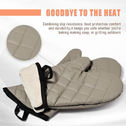 ARCLIBER Grey 13" Quilted Oven Mitts 1 Pair Flame Heat Resistant