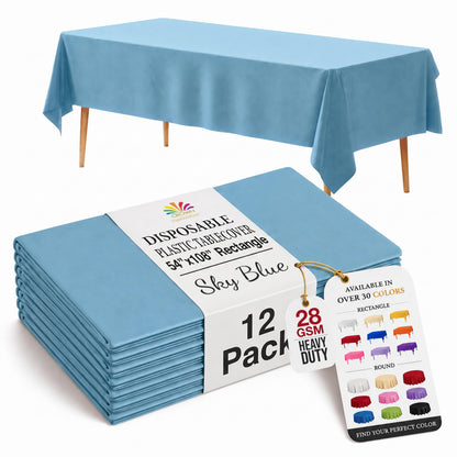 Exquisite Ivory Plastic Table Cloth Disposable 12 Pack, 54 x 108 Inch