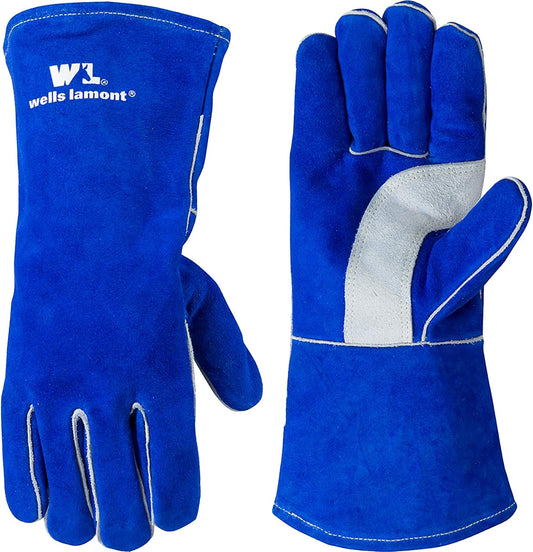 Wells Lamont Men's Welding Gloves, Split Cowhide Leather, Blue, X-Large