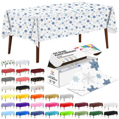 CXPSINC White Plastic Table Cloth Disposable Tablecloth Roll 54 Inch X 300 Feet Plastic Table Cover Roll with Slide Cutter for Picnics, Parties, Banquet, Birthdays, Weddings