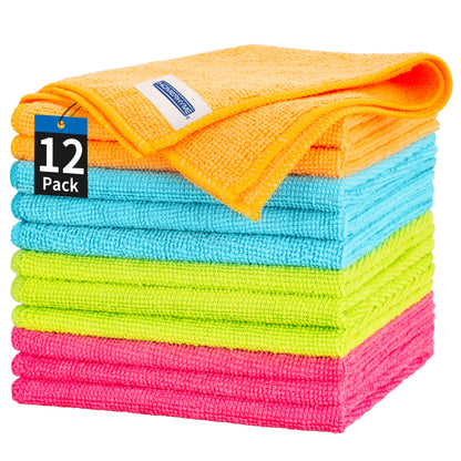 Microfiber Cleaning Cloth, 100 Pack Cleaning Rags Microfiber Towel Bulk Absorbent Lint-Free Wash Cloths, All-Purpose Shop Towels for Cars, Automotive, Garage, Home & Kitchen 11.5"*11.5"