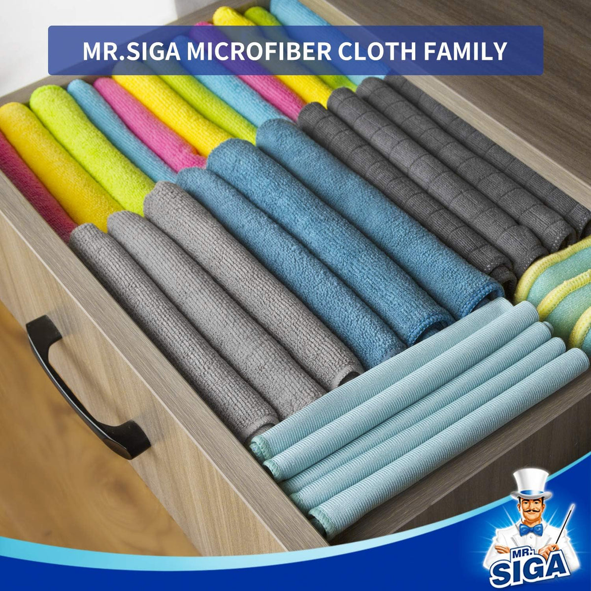 MR.SIGA Microfiber Cleaning Cloths, All Purpose Cleaning Towels, Pack of 6