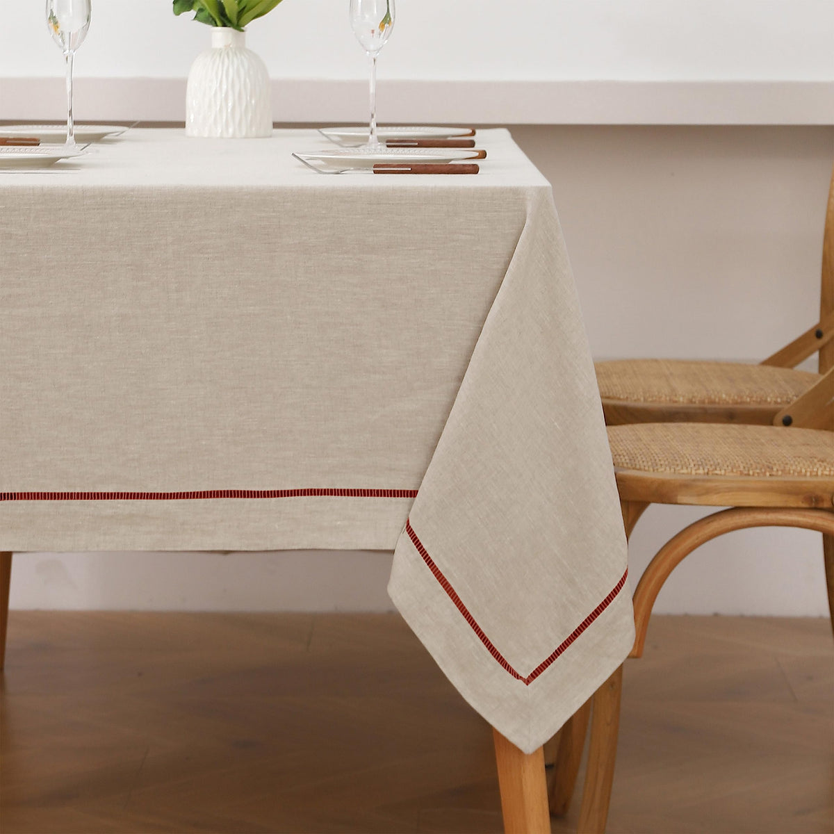 Linen World Linen Tablecloth,100% French Linen Natural Tablecloth 132" x 90" Inch,Washable Rectangular Tablecloth for Dining,Outdoor,Weddings and Restaurants,Decorative Thanksgiving Christmas