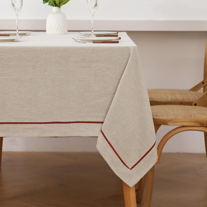 Linen World Linen Tablecloth,100% French Linen Natural Tablecloth 132" x 90" Inch,Washable Rectangular Tablecloth for Dining,Outdoor,Weddings and Restaurants,Decorative Thanksgiving Christmas
