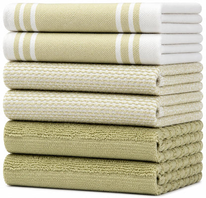 Premium Kitchen Towels 6 Pack 100% Cotton, 20"x28" Dish Towels - Grey