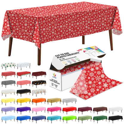 CXPSINC White Plastic Table Cloth Disposable Tablecloth Roll 54 Inch X 300 Feet Plastic Table Cover Roll with Slide Cutter for Picnics, Parties, Banquet, Birthdays, Weddings