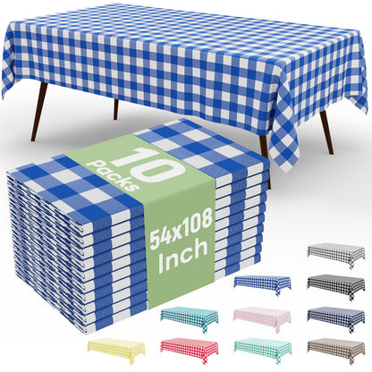 misaya 4 Packs Buffalo Disposable Table Cloth, 54 x 108 Inch Waterproof Plastic Tablecloth, Rectangle Red and White Checkered Table Covers for Picnic, Birthday, Party, Back to School