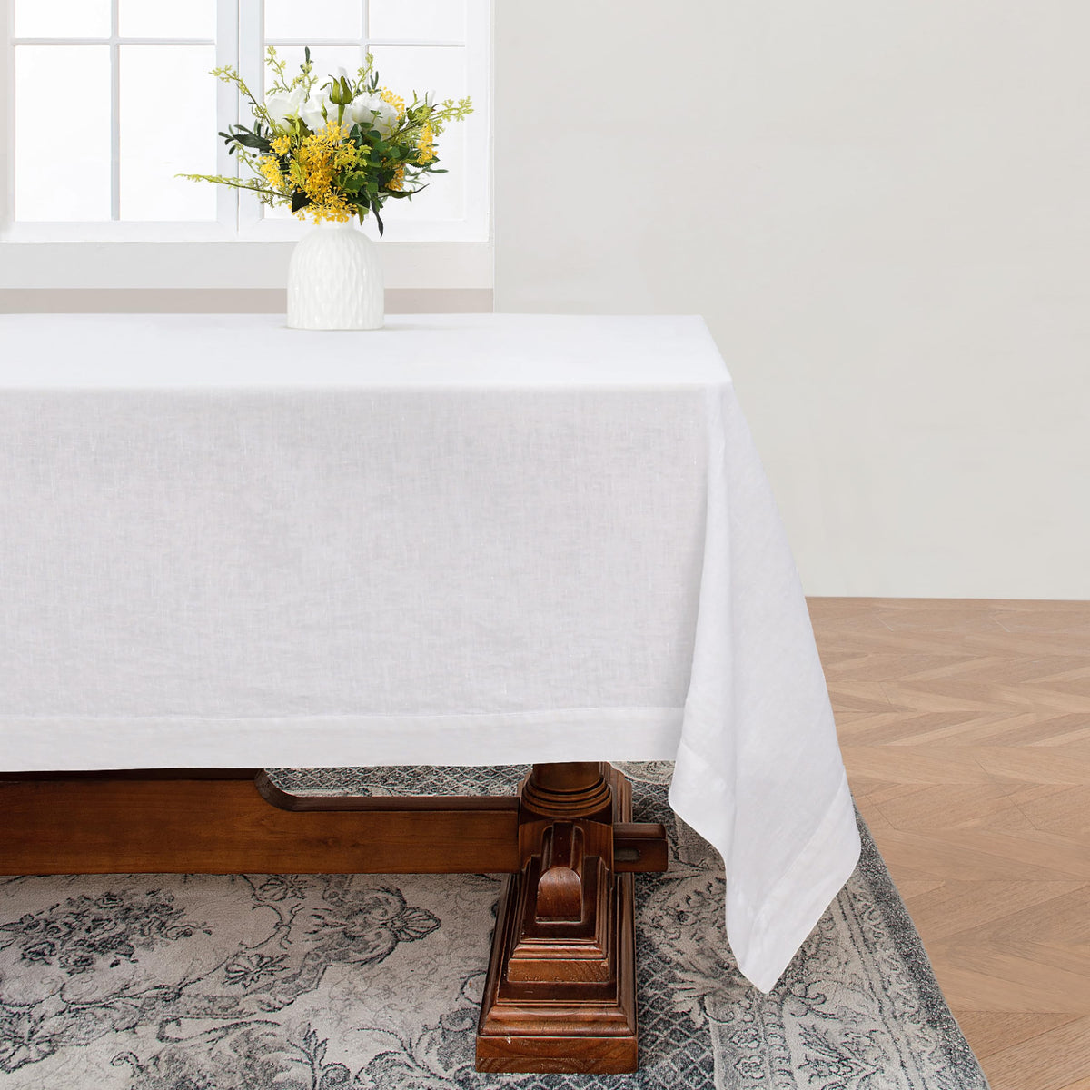 Linen World Linen Tablecloth,100% French Linen Natural Tablecloth 132" x 90" Inch,Washable Rectangular Tablecloth for Dining,Outdoor,Weddings and Restaurants,Decorative Thanksgiving Christmas