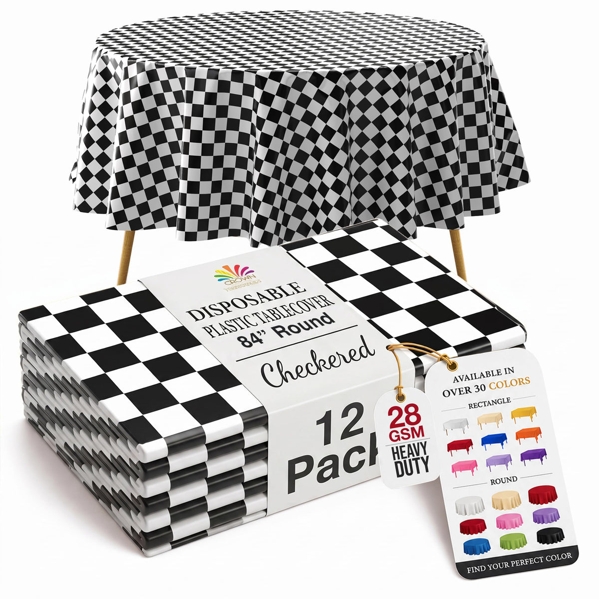 Exquisite Ivory Plastic Table Cloth Disposable 12 Pack, 54 x 108 Inch