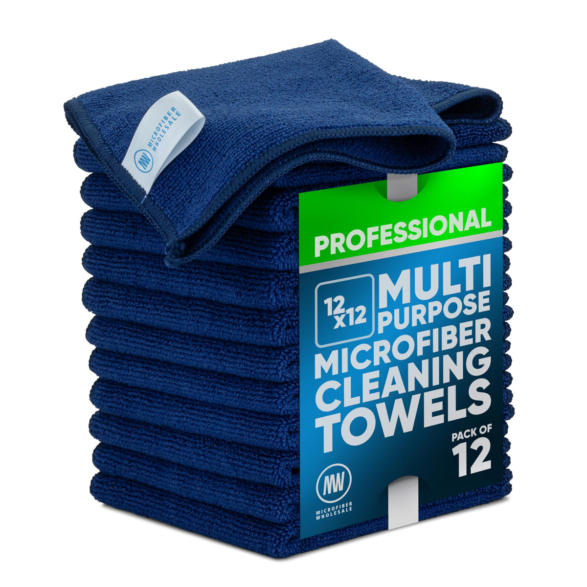 MW PRO Premium Microfiber Cleaning Cloths (12 Pack, 12x12, Grey) - Streak Free Stainless Steel & Glass Towels - Ultra Soft Cleaning Cloths for Screens, Granite & Modern Home - Washable & Reusable