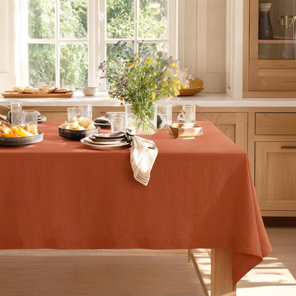 Linen World Linen Tablecloth,100% French Linen Natural Tablecloth 132" x 90" Inch,Washable Rectangular Tablecloth for Dining,Outdoor,Weddings and Restaurants,Decorative Thanksgiving Christmas