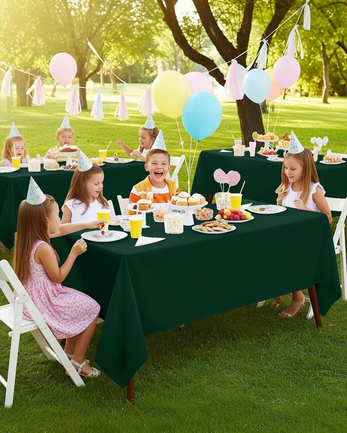 Utopia Kitchen Rectangle Table Cloth 2 Pack [60x102 Inches, Hunter Green]