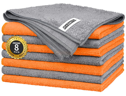FIXSMITH Microfiber Cleaning Cloth - Pack of 8, Size: 12 x 16 in, Multi-Functional Cleaning Towels, Highly Absorbent Cleaning Rags, Lint-Free, Streak-Free Cleaning Cloths for Car Kitchen Home