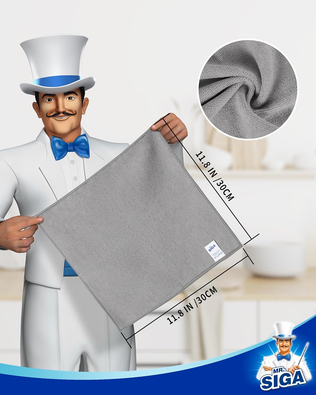 MR.SIGA Microfiber Cleaning Cloths, All Purpose Microfiber Towels, 15 Pack