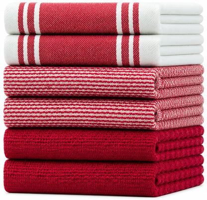 Premium Kitchen Towels 6 Pack 100% Cotton, 20"x28" Dish Towels - Grey