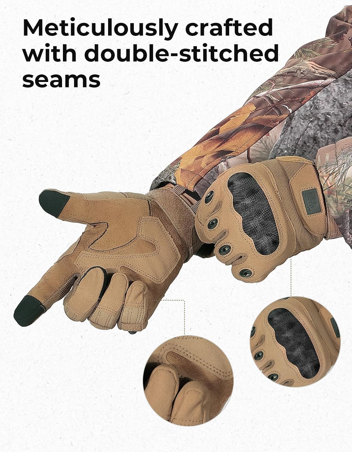 KEMIMOTO Tactical Gloves for Men, Touchscreen Motorcycle Gloves with Hard Shell & Palm Padding for Sports Motorcycle Cycling Tactical Airsoft Paintball Hunting Hiking