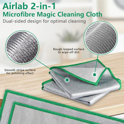 Airlab Glass Polishing Streak Free Miracle Cleaning Cloth, Silver-Green