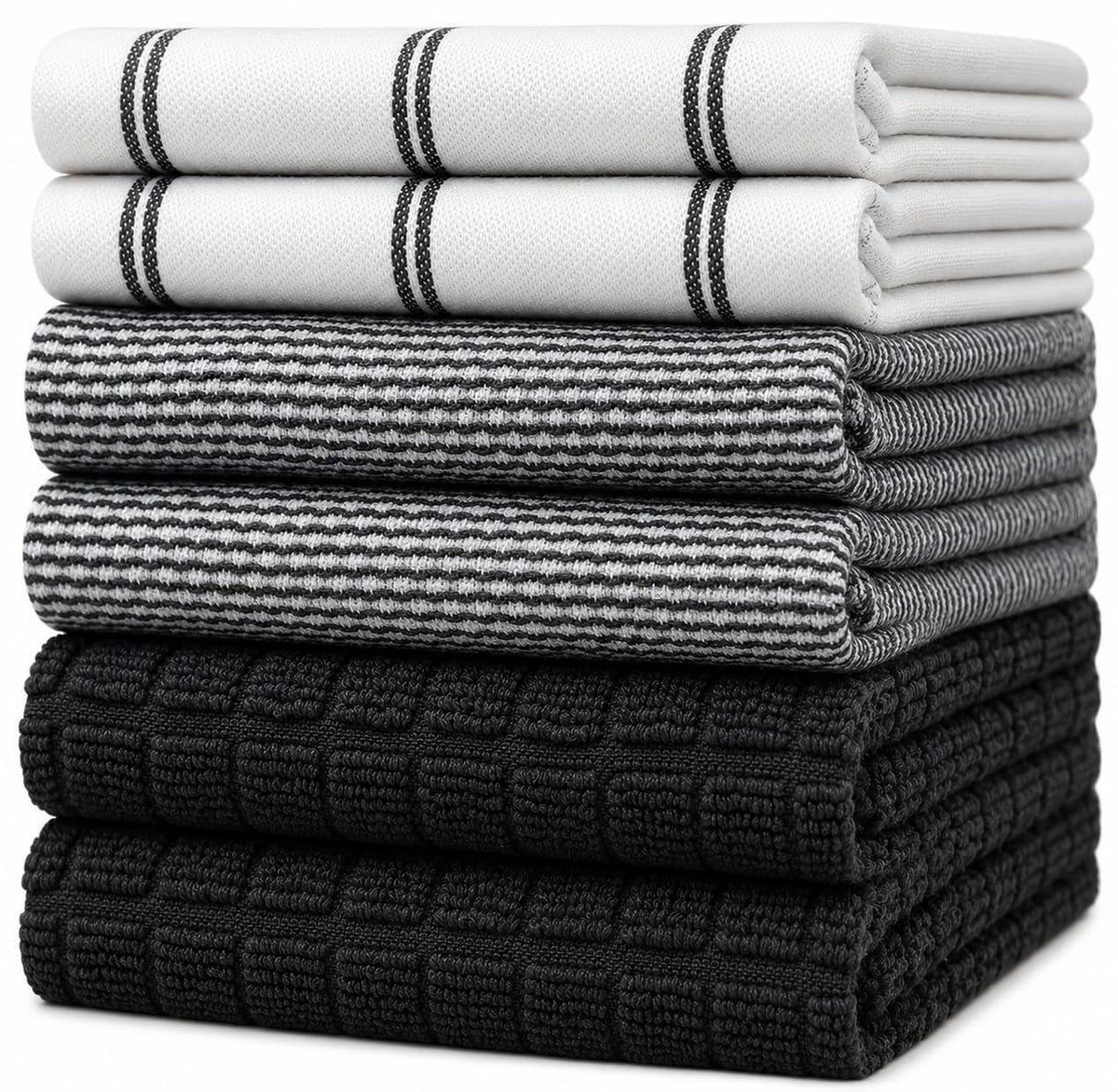 Premium Kitchen Towels 6 Pack 100% Cotton, 20"x28" Dish Towels - Grey