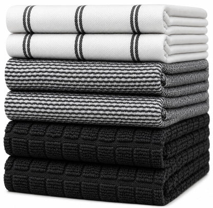 Premium Kitchen Towels 6 Pack 100% Cotton, 20"x28" Dish Towels - Grey