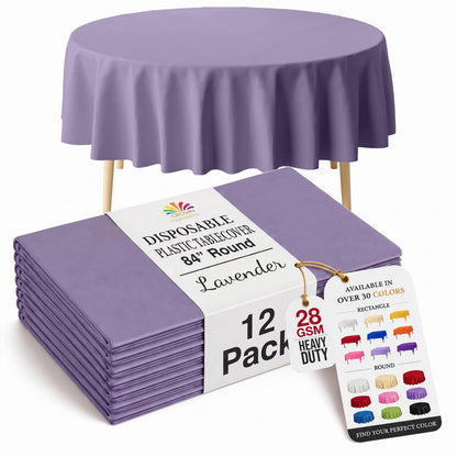 Exquisite Ivory Plastic Table Cloth Disposable 12 Pack, 54 x 108 Inch