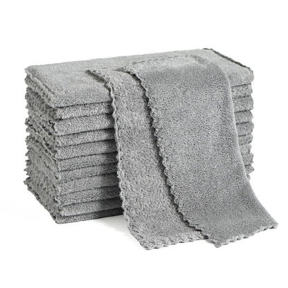 12 Pack Cleaning Cloth,Ultra Soft Absorbent Quick Drying Microfiber Cleaning rags,No scratches,Reusable,Washable,Lint Free Cleaning Towels for Kitchen,Window,Glass,car,11.8"×11.8",(Multicolor)