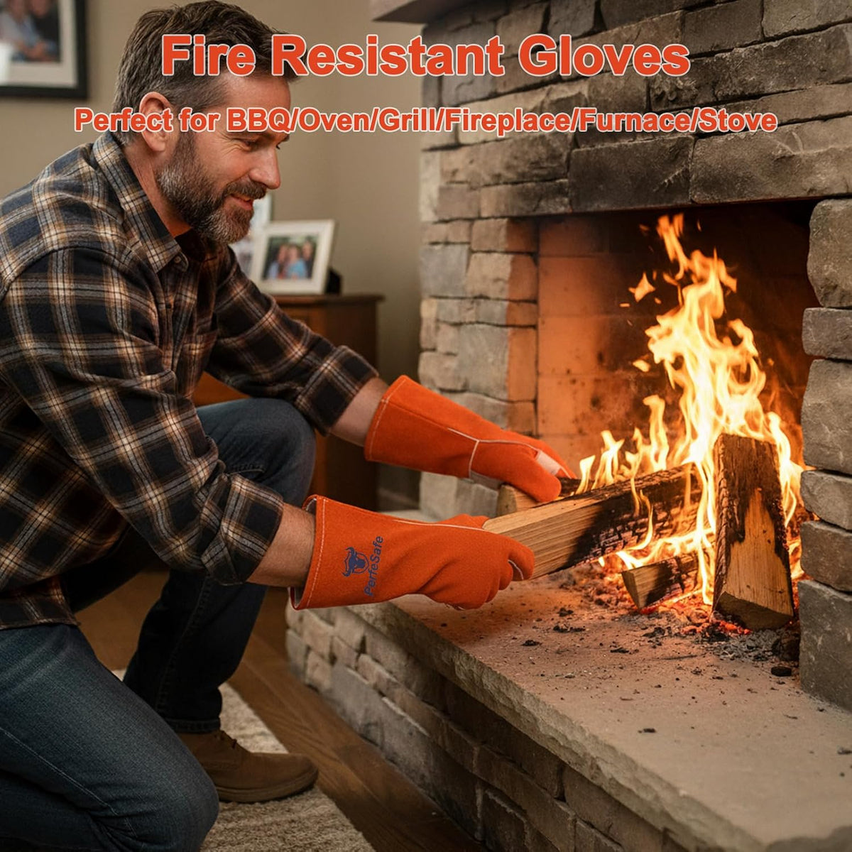 Welding Gloves for Women Heat Fire Resistant Leather 14" L Red