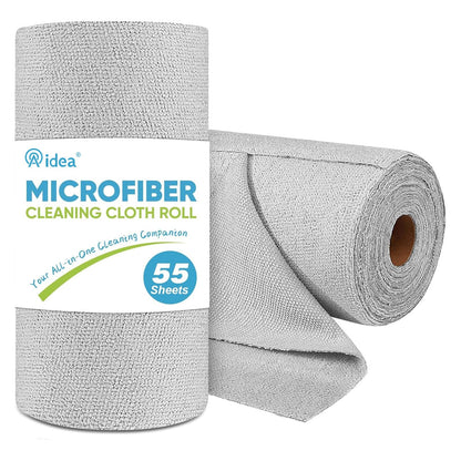 AIDEA Microfiber Cleaning Cloth Roll, Blue Shop Towels 55 Sheets 11×9"