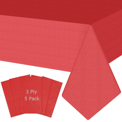 White Paper Tablecloths for Rectangle Tables 10 Pack, 54''×108'' Disposable Table Cloth for 3-9 Ft Tables, Paper & Plastic Party Table Cover for Birthday, Outdoor, Wedding, Banquet