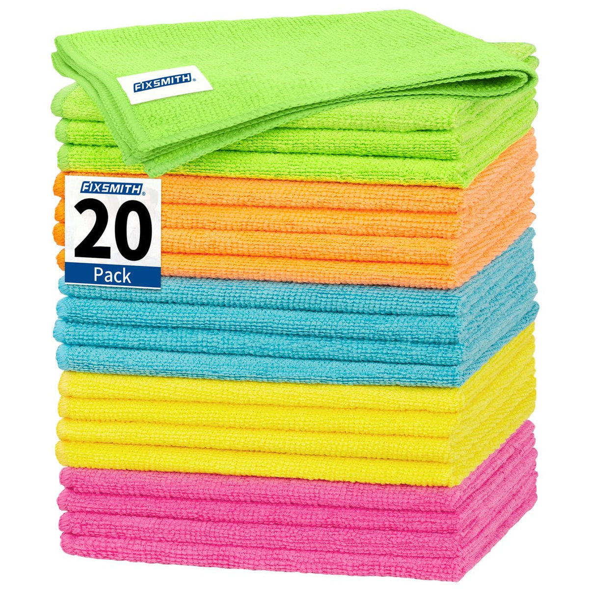 FIXSMITH Microfiber Cleaning Cloth - Pack of 8, Size: 12 x 16 in, Multi-Functional Cleaning Towels, Highly Absorbent Cleaning Rags, Lint-Free, Streak-Free Cleaning Cloths for Car Kitchen Home