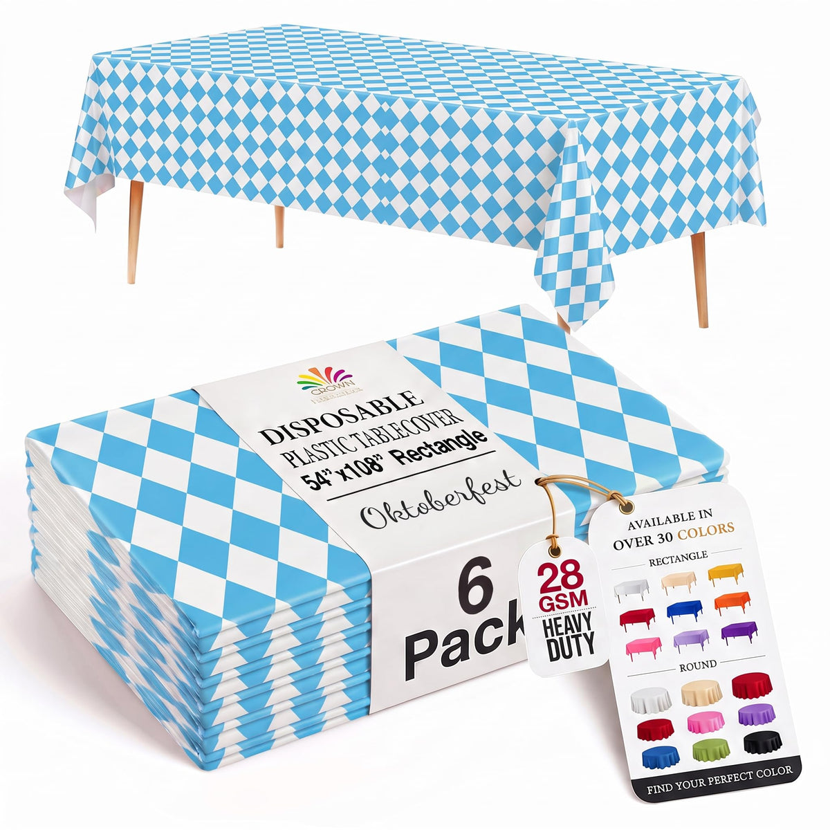 Exquisite Navy Plastic Table Cloth Disposable 6 Pack - 54 x 108 Inch Rectangle Tablecloth for 6 Foot Tables - Waterproof Table Cover for Party Wedding Birthday Graduation BBQ Catering