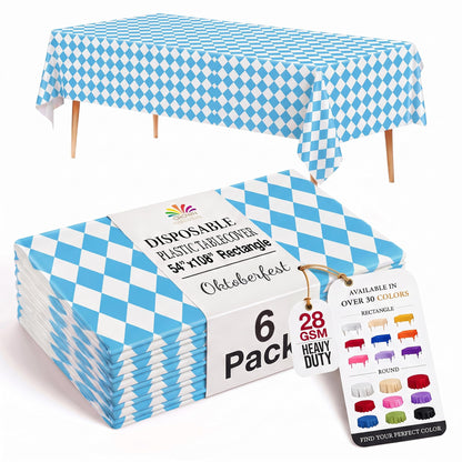 Exquisite Navy Plastic Table Cloth Disposable 6 Pack - 54 x 108 Inch Rectangle Tablecloth for 6 Foot Tables - Waterproof Table Cover for Party Wedding Birthday Graduation BBQ Catering