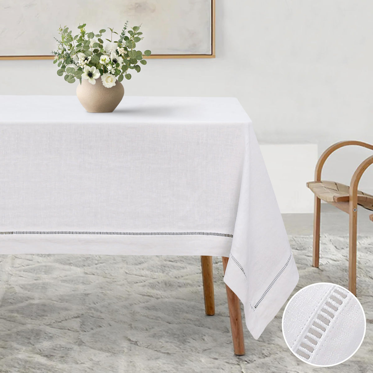 Linen World Linen Tablecloth,100% French Linen Natural Tablecloth 132" x 90" Inch,Washable Rectangular Tablecloth for Dining,Outdoor,Weddings and Restaurants,Decorative Thanksgiving Christmas