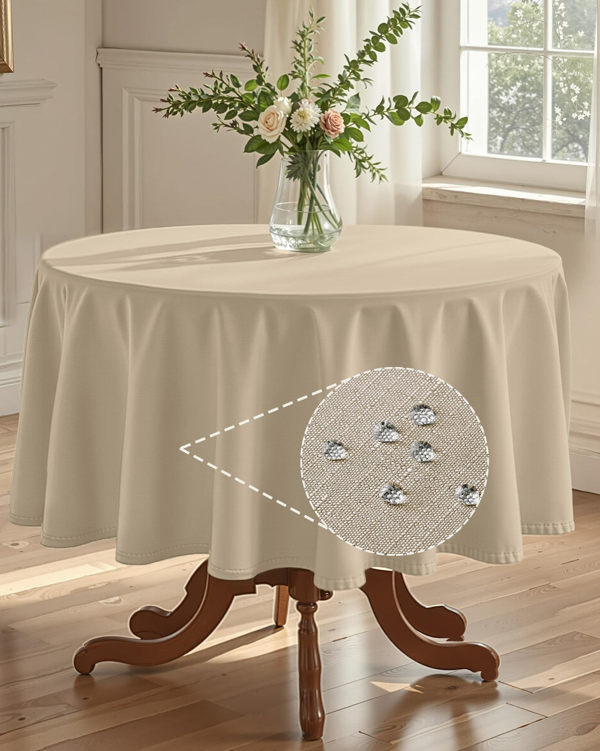 Pureegg Rectangle Linen Tablecloth Waterproof & Stain Resistant, Wrinkle-Free Table Cloth Adds Elegance and Protection, Ideal for Dining, Party, Wedding and Outdoor, 52 x 70 Inch, White